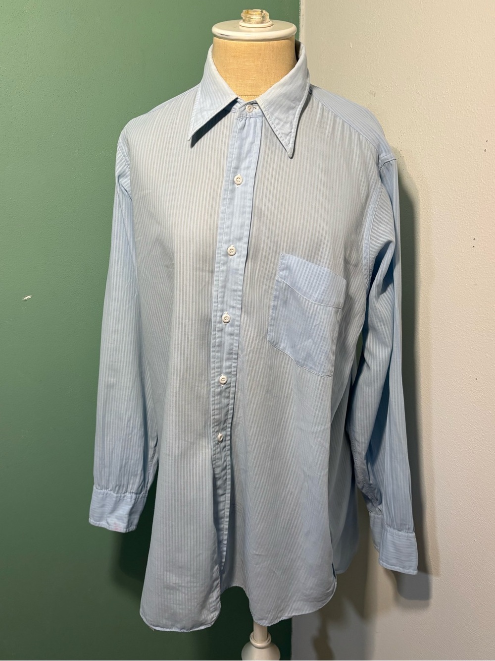 Arrow Light Blue Striped Men's Dress Shirt Sanforized